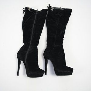 High Heel Black Velor Boots LILIANA